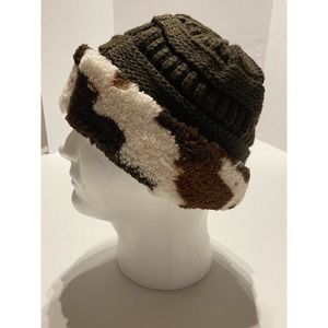 Girlie Girl Originals Cow Beanie Hat Browm